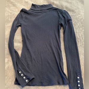 LUCKY BRAND Ribbed Long Sleeve Turtle Neck Navy Top